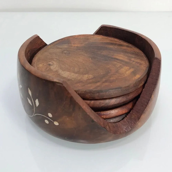 Handmade Set of 5 Wooden Coasters - Picture 8 of 8